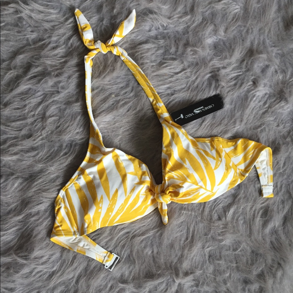 Yellow and white bikini